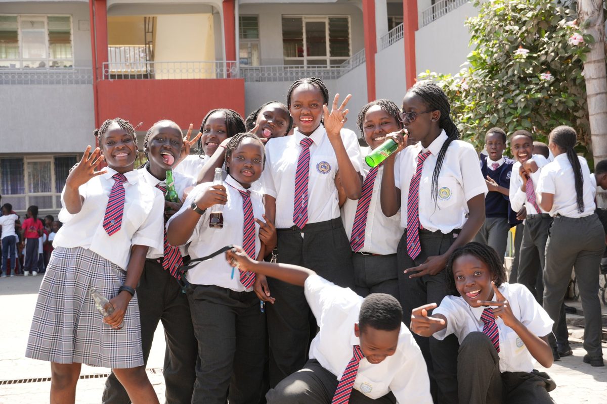 Junior Secondary pupils in the courtyard