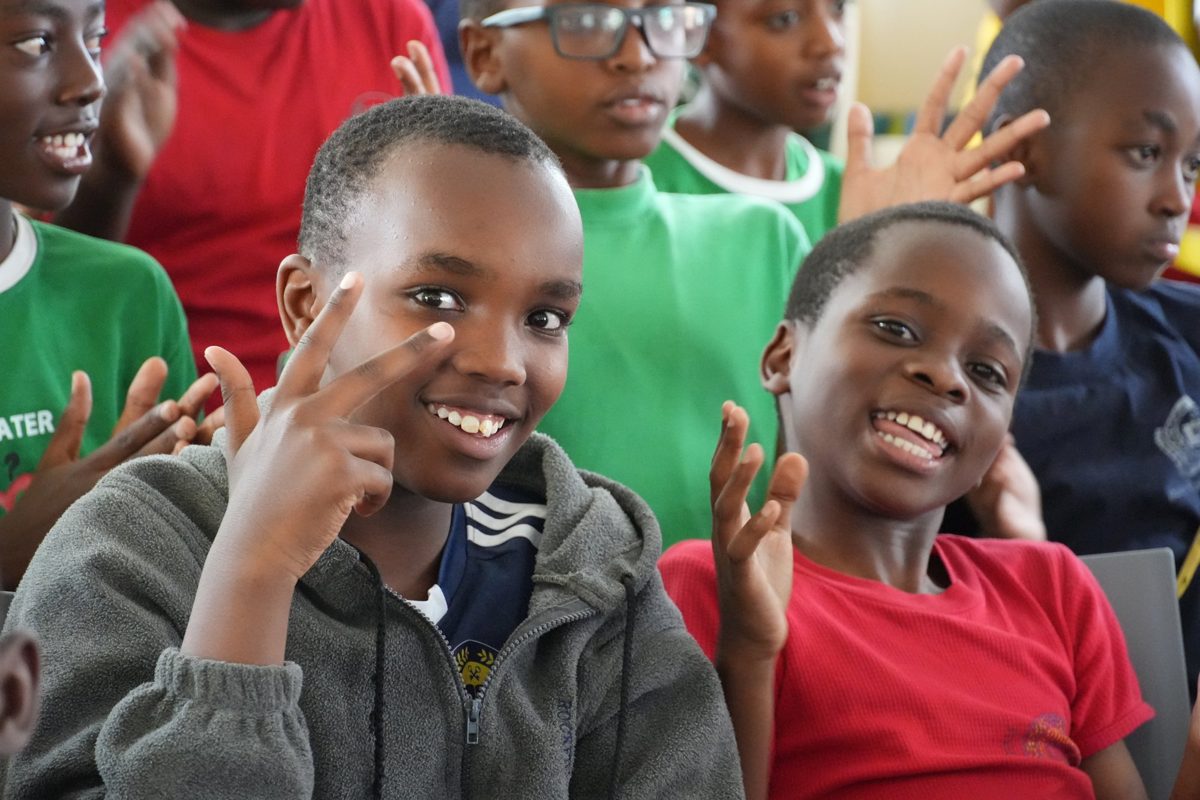 Primary pupils in the hall